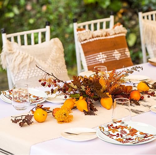 Miniatura 6 de 120 servilletas de papel de otoño con hojas de arce y calabaza, servilletas decorativas de otoño, toallas de mano desechables para Acción de