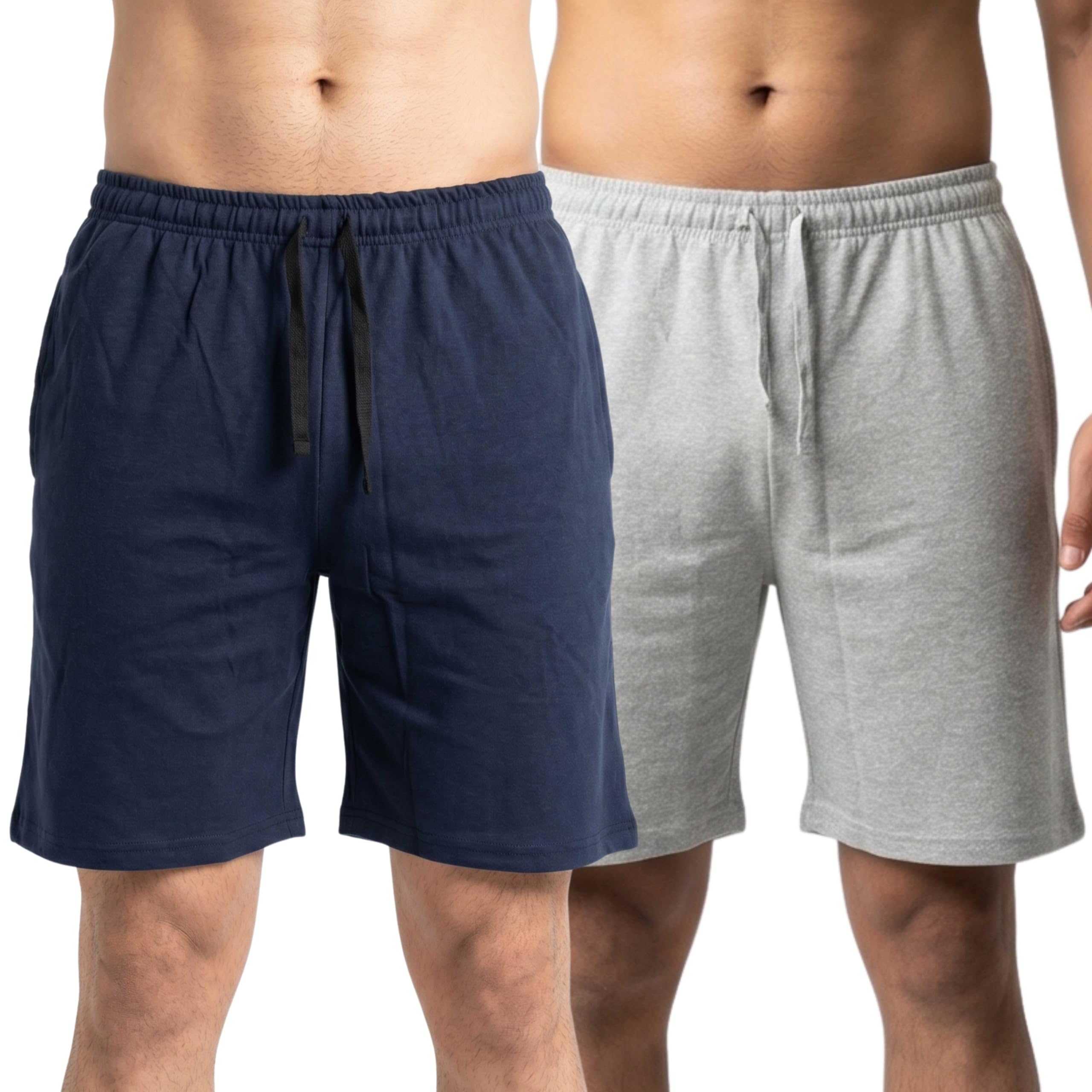 Men's Cotton Loop Knit Shorts, Pack of 2, Casual Lounge Wear with Drawstring Waist-picture-19