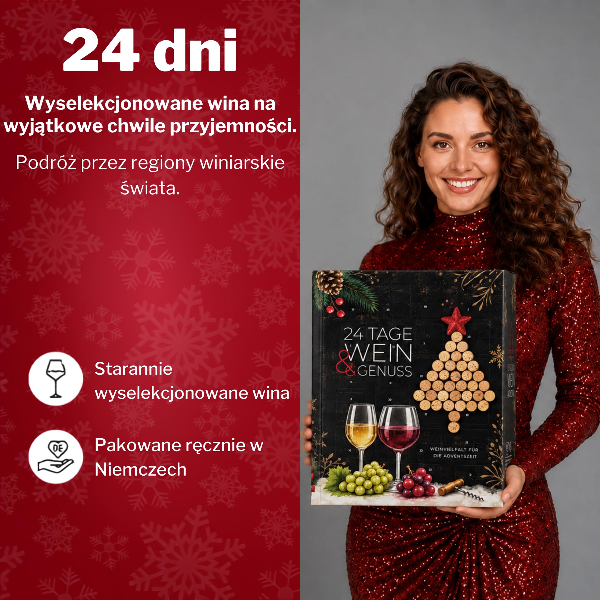 UMBRELLA® kalendarz adwentowy 2026, 24 wina 0,25 l, czerwone białe rosé
