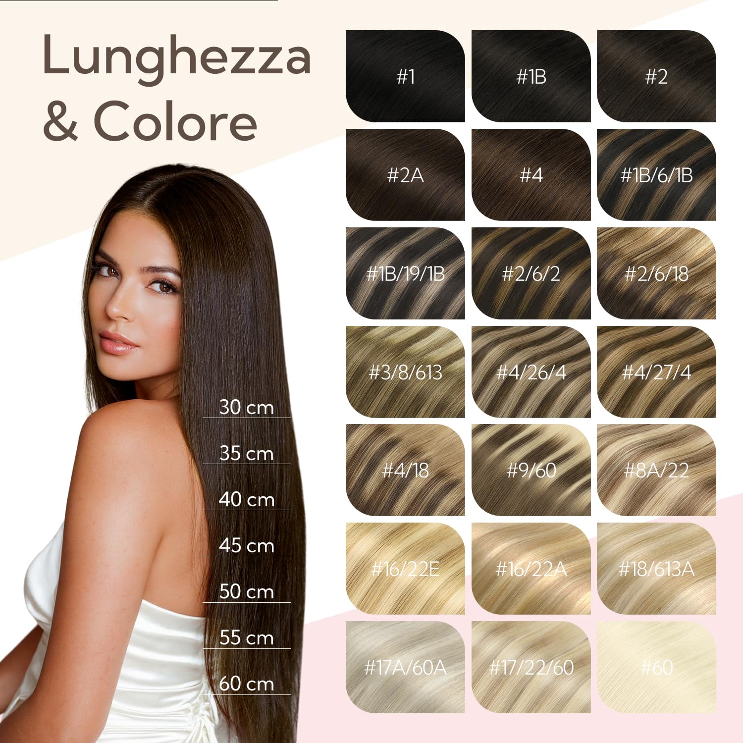 HOTBANANA Clip In Hair Extensions 40cm 7pcs 120g Remy Umani Naturali