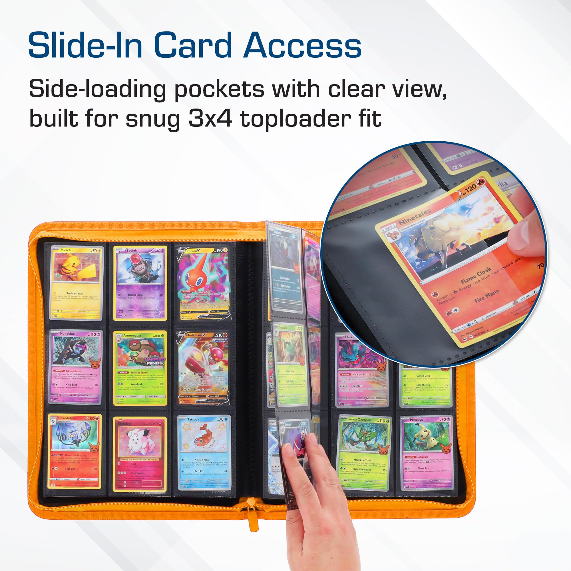 BCW Z-Folio 9-Pocket LX Album - Orange | Secure Zipper Card