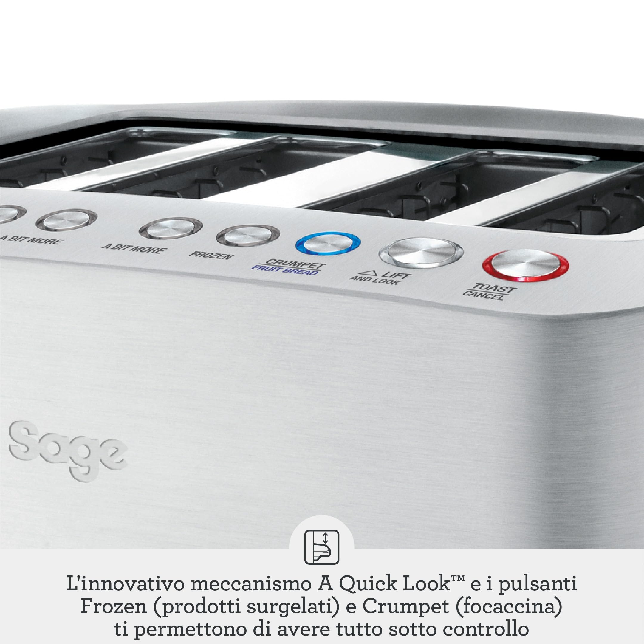 Sage - The Smart Toast 4-Slice Toaster - Tostapane Intelligente a 4 Fette - Alluminio Spazzolato