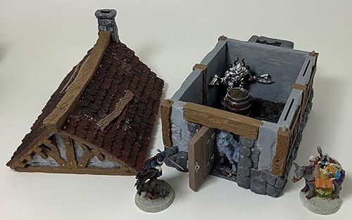 Miniatura 3 de -Cottage - RPG - Calabozos y Dragones - DND - Pathfinder - Señor del Anillo - Figura miniatura (gris/sin pintar) (Techo de tejas)