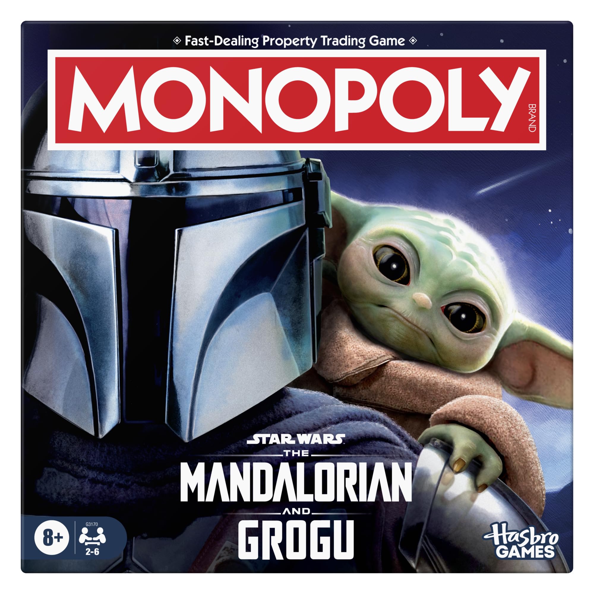 Monopoly: Star Wars The Mandalorian and Grogu Edition gra planszowa | Zainspirowany filmem | Gry rodzinne dla dzieci i dorosłych | 2-6 graczy | Wiek 8+ - wersja angielska