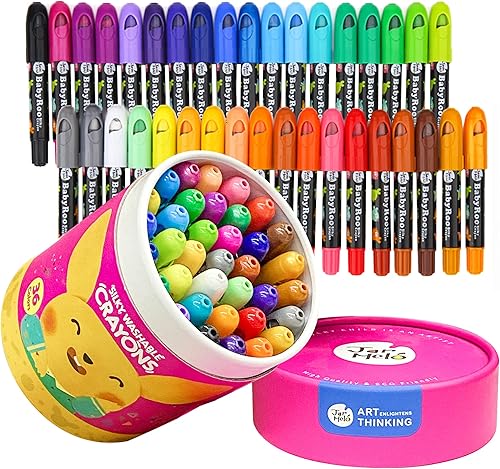 Jar Melo Lápices de colores lavables y sedosos para niños pequeños 36 colores Jumbo Crayons 24 colores marcadores no tóxicos, suministros para la