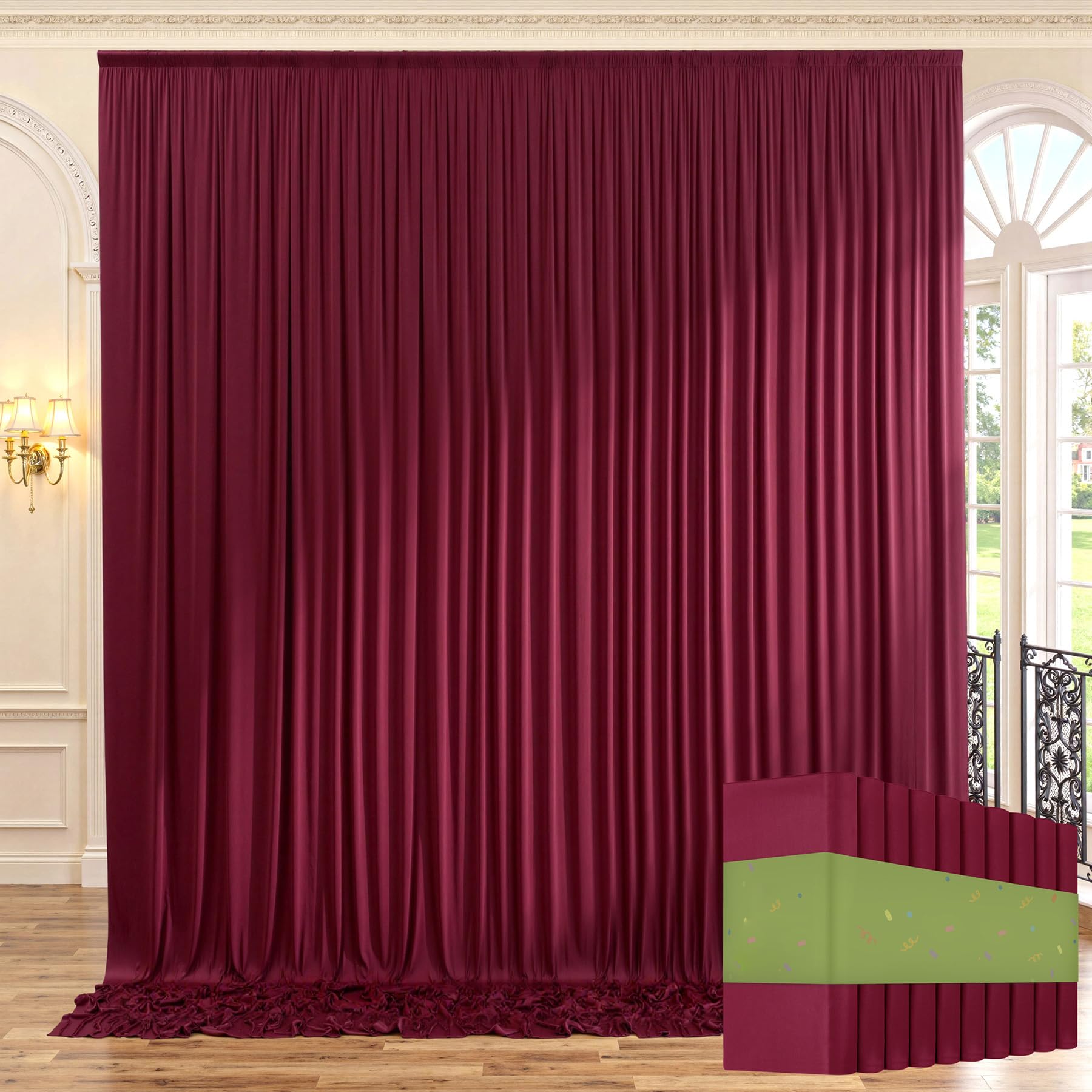 10ft x 10ft Wrinkle Free Black Backdrop Curtains for Parties, 2 Panels 5ftx10ft Polyester Photo Backdrop Drapes for Wedding Birthday Graduation Photography Background — view 54