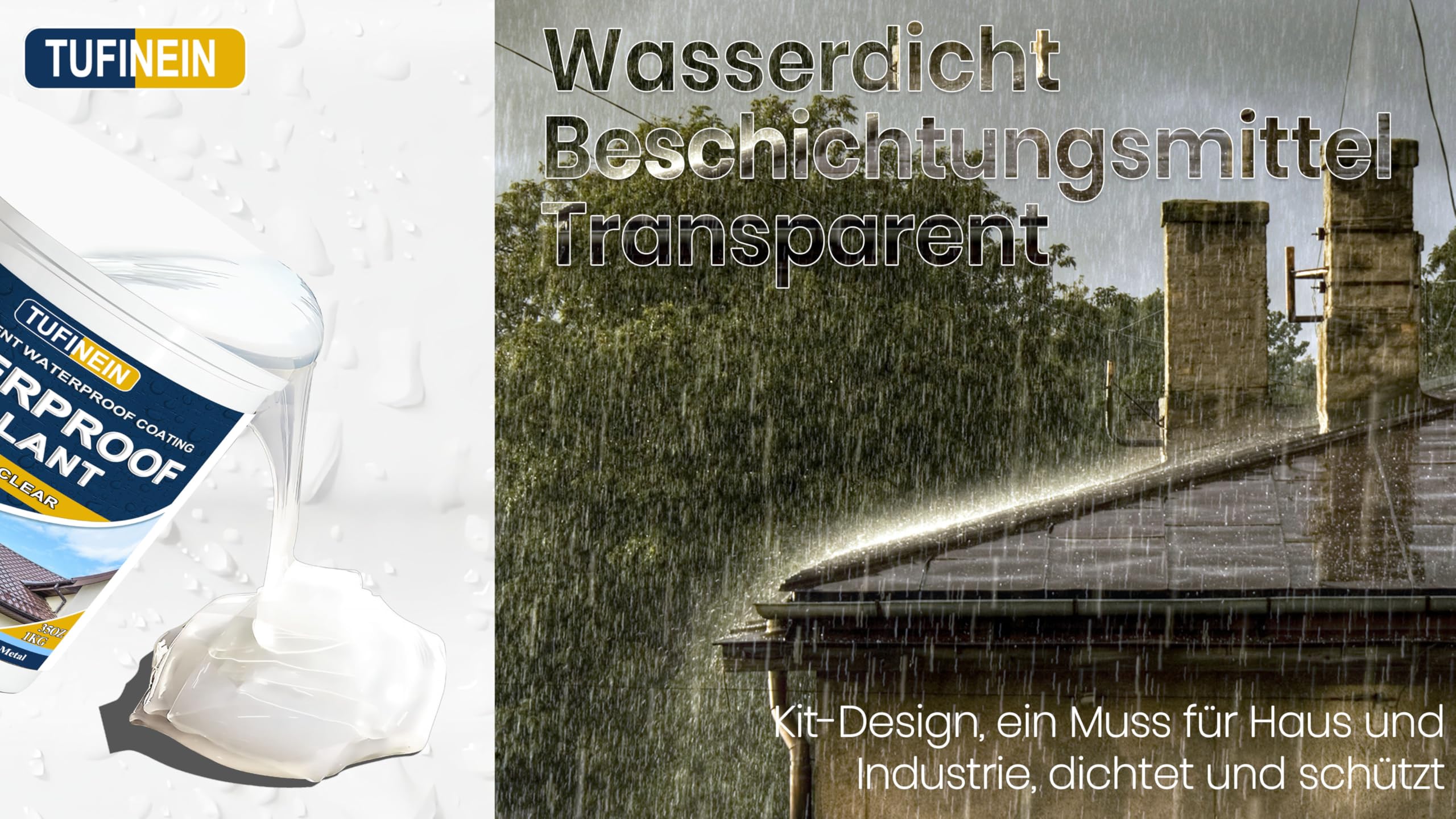Transparenter Wasserdichter Beschichtungsmittel, 2KG Innen und Außen Dichtmasse Wasserdicht, Leck Wasserdichter Universalabdichtung Unsichtbare, Wasserdichte Dichtungsemulsion