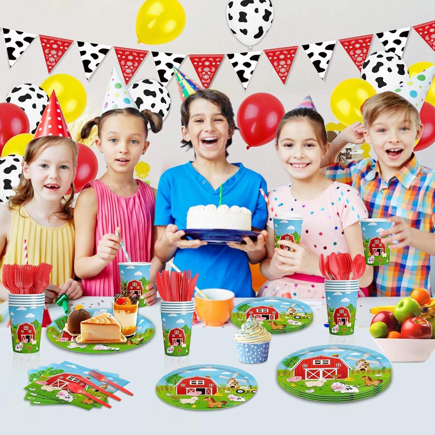 suministros de fiesta de cumpleaños de animales de granja
