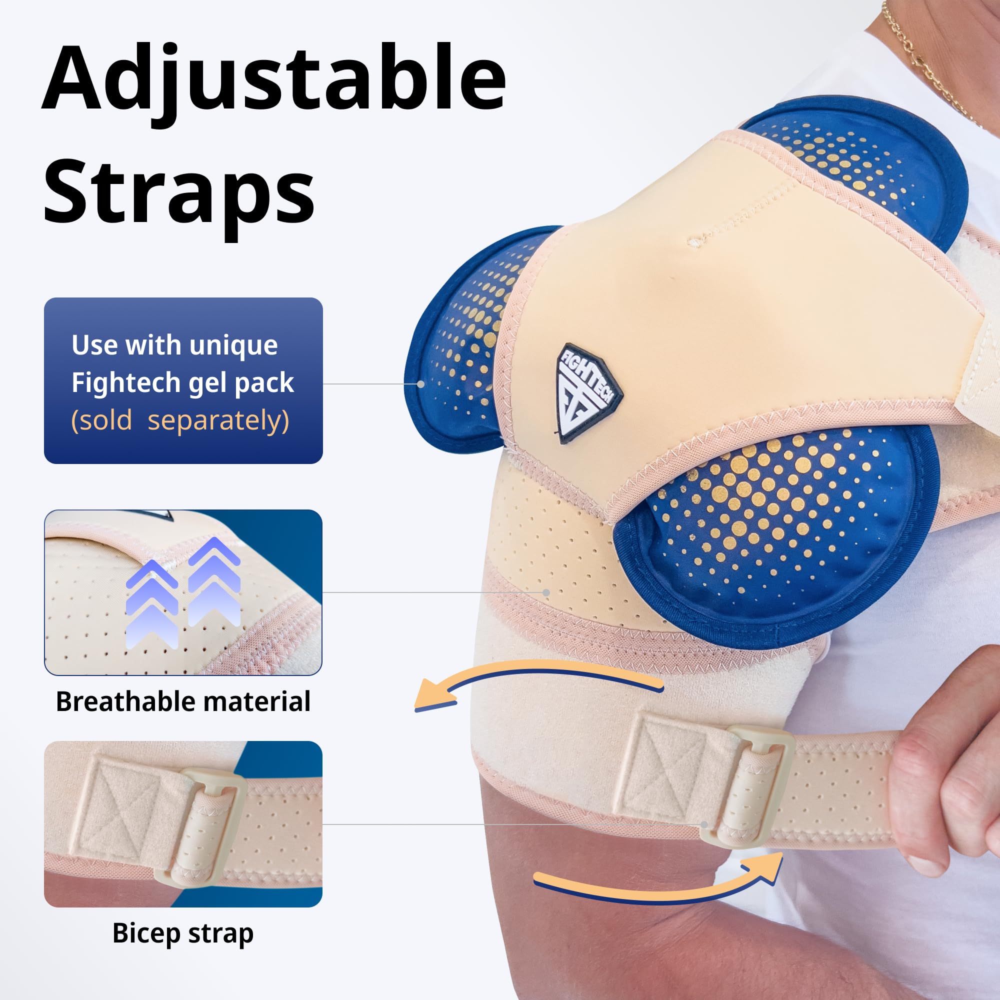 Tutore per spalla per polsino rotatore strappato, 4 misure, sollievo dal dolore alla spalla, supporto e compressione, fascia per stabilità e recupero della spalla, adatta per braccio sinistro e