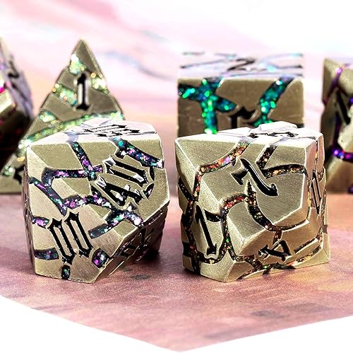 Miniatura 5 de D&D Dungeons and Dragons - Juego de dados de metal DND D20 con caja, dados poliédricos para juegos de rol D12 D10 D% D8 D6 D4 para juegos de mesa