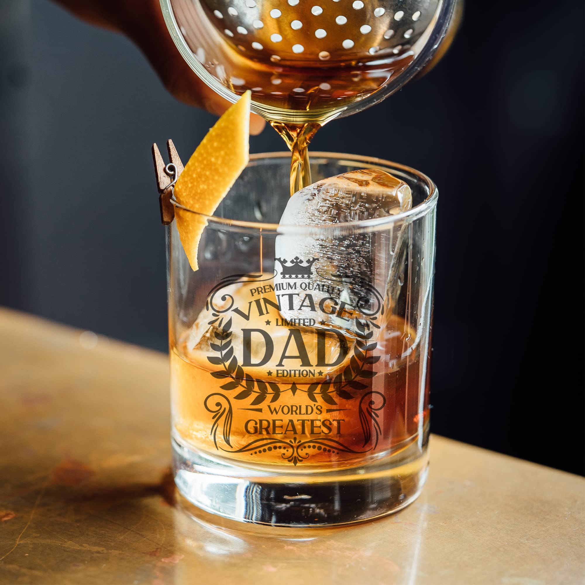 Always Looking Good Gifts for Dad Vintage World's Greatest Dad Engraved Whiskey Glass Present for Fathers Etched Whisky Bourbon Scotch Lowball Tumbler Glasses - Image 4