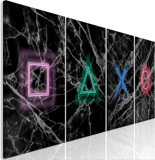 murando Canvas Wall Art for gamers 160x60 cm / 63"x24" 4 pcs Non-woven Canvas Print Framed Wall Art work Picture Photo Home Decoration - black grey i-A-0140-b-i