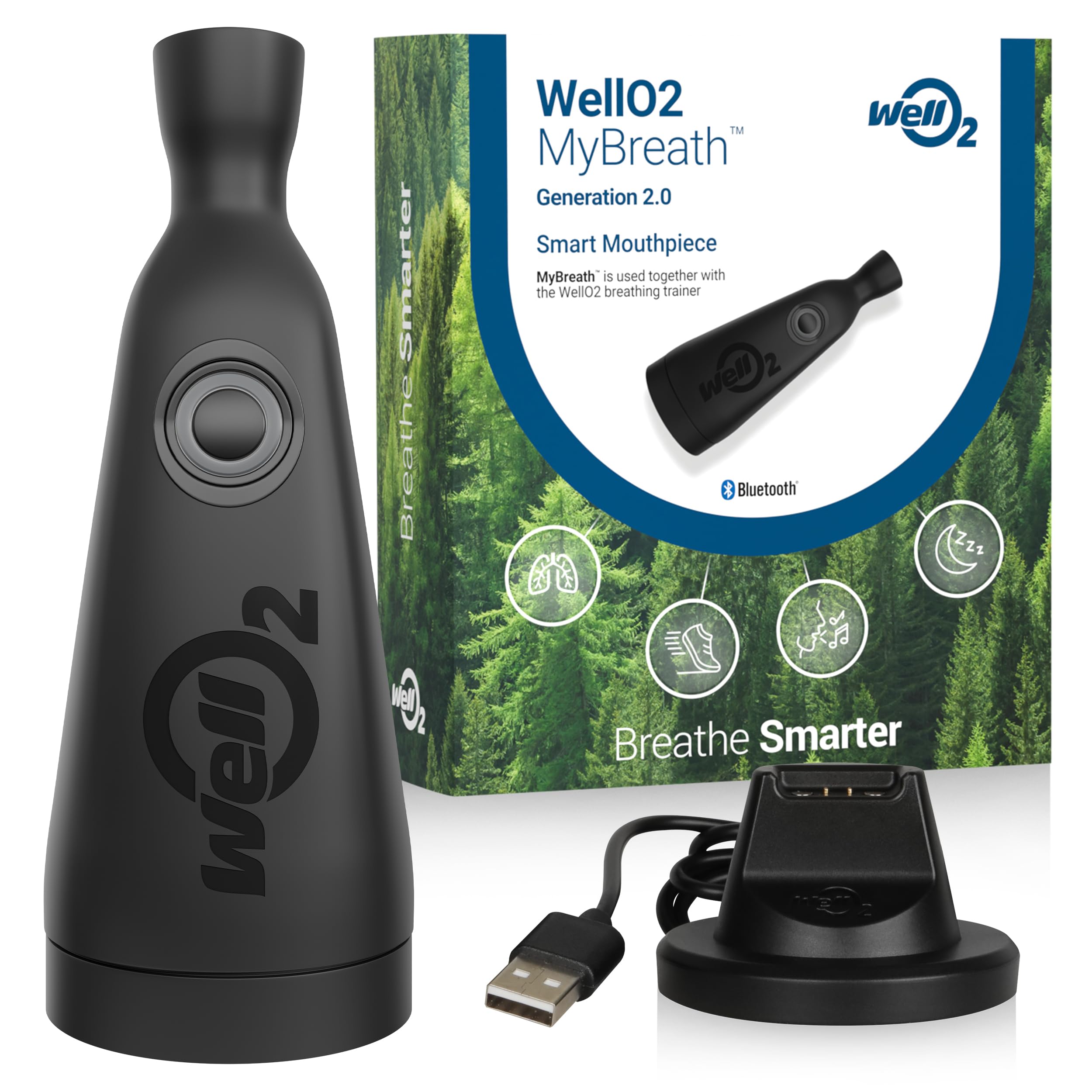 MyBreath Gen 2 0 Smart Mouthpiece Accessory with App for The WellO2 Breathing Trainer Exerciser Device