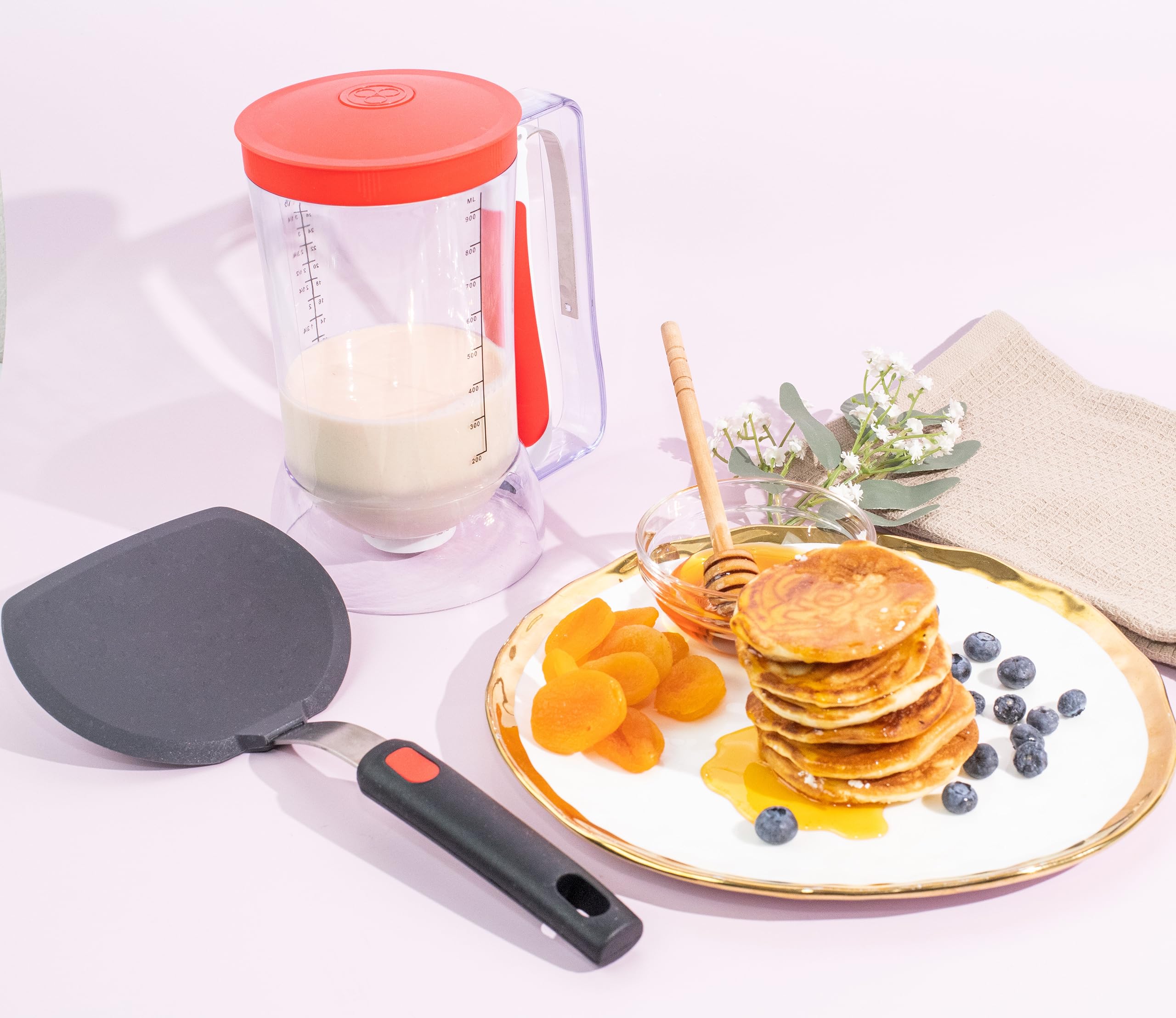 Dispensador de masa para panqueques, apto para niños y sin ensuciar, dispensador de masa para cupcakes con mango para un control preciso de las porciones, también perfecto para