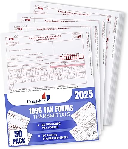 Miniatura 9 de 1096 Formularios de impuestos de transmisión 2024, paquete de 25 1096 formularios de impuestos láser resumidos 1096 formularios, compatibles