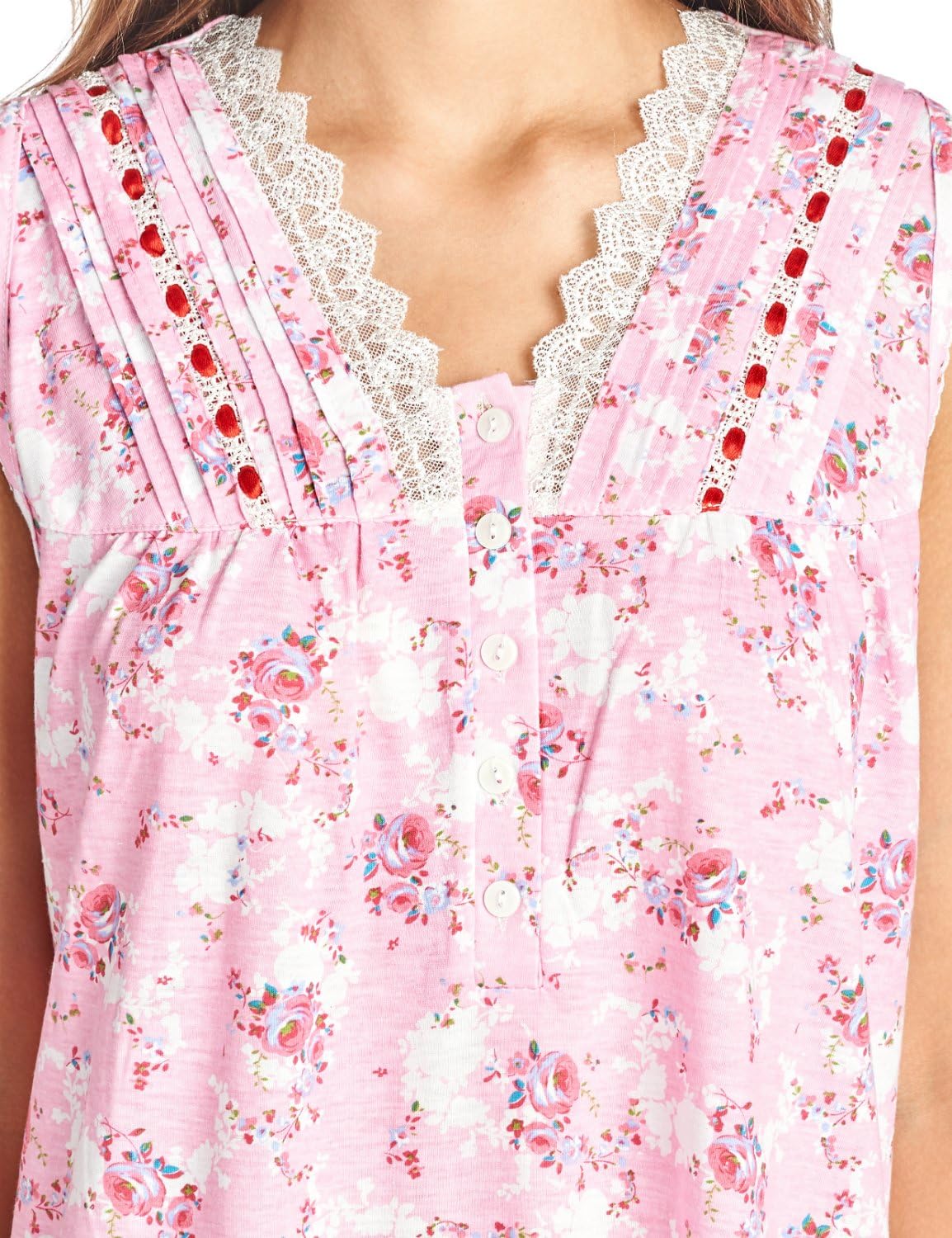 Casual Nights Women's Sleeveless Floral Lace and Ribbon Nightgown - Image 4
