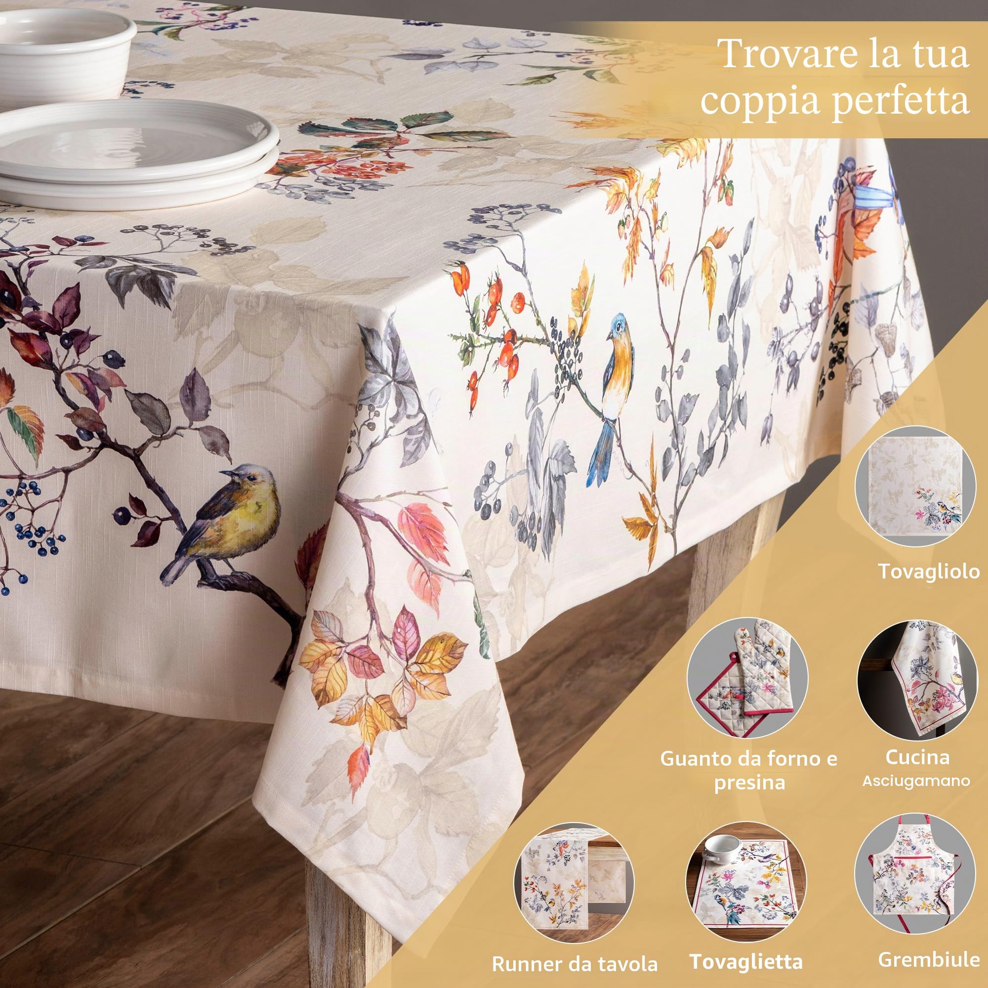 Maison d' Hermine Equinoxe - Beige, tovaglia in 100% cotone, per cucina, cena, tavolo, decorazione per feste, matrimoni, giorno del Ringraziamento, Natale (rettangolare, 160cm x 220cm)