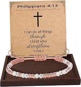 Btysun Morse Code Bracelets for Women Christmas Gift Stocking Stuffers for Teens Pink Braided Bracelets Inspirational Best Friend Birthday Gifts for Her High School Graduation Gifts for Her 2025 Mom Bracelet Jewelry