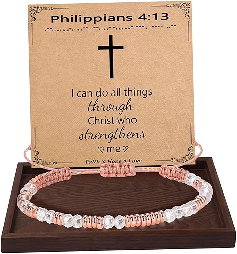 Btysun Morse Code Bracelets for Women Christmas Gift Stocking Stuffers for Teens Pink Braided Bracelets Inspirational Best Friend Birthday Gifts for Her High School Graduation Gifts for Her 2025 Mom Bracelet Jewelry