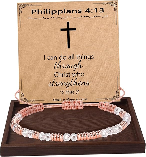 Btysun Morse Code Bracelets for Women Christmas Gift Stocking Stuffers for Teens Pink Braided Bracelets Inspirational Best Friend Birthday Gifts for Her High School Graduation Gifts for Her 2025 Mom Bracelet Jewelry