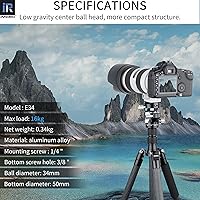 Vista 2 de Cabeza de bola de trípode de perfil bajo, cabeza de bola INNOREL panorámica de metal CNC de 360 ° con placa de liberación rápida universal Arca