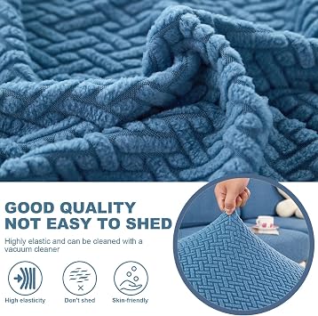 ShowyLive 2025 New Wear-Resistant Universal Sofa Cover, Stretch Couch Cushion Slipcovers Replacement, Anti-Slip L Shape Sofa Covers, Chaise Lounge Sofa Slipcover (Weave Blue,Large Single Seat Cover)