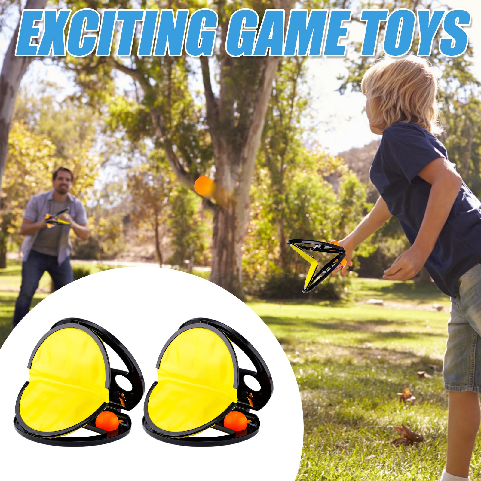 Toss and Catch Ball Set, 2pcs Nylon Cloth and Plastic Ball Claws & 4pcs Plastic Balls Squap Catch Ball Outdoor Toy Easy to Carry Outdoor Games for Kids Outdoor Yard Games Beach - Image 6