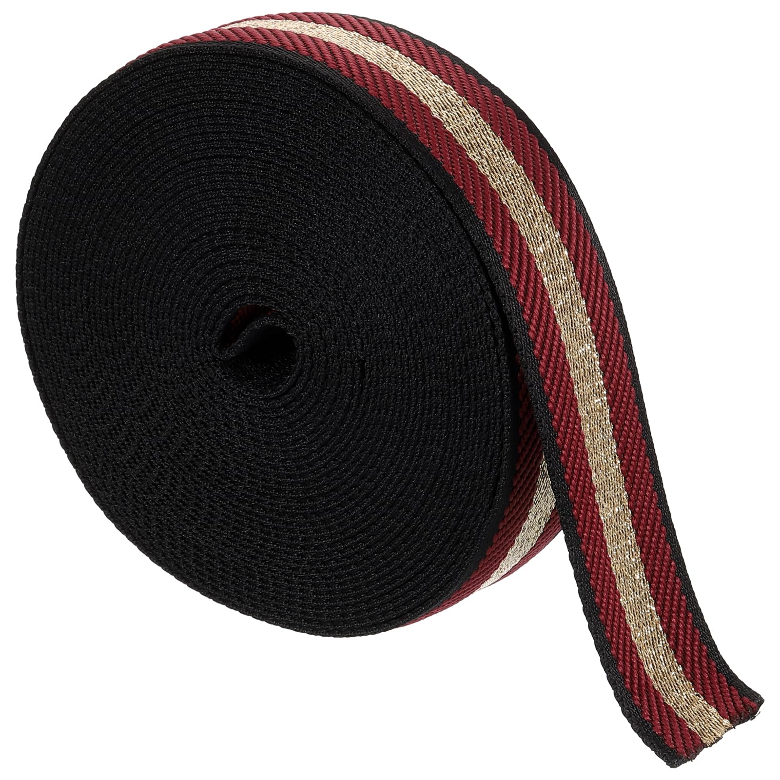 sourcing map 10 Yards Nylon Webbing Strap, 1 3/8-inch(38mm) Striped Webbing Straps Nylon Heavy Duty Webbing Strap Nylon Strap Belt for Backpack Crafts, Wine Red