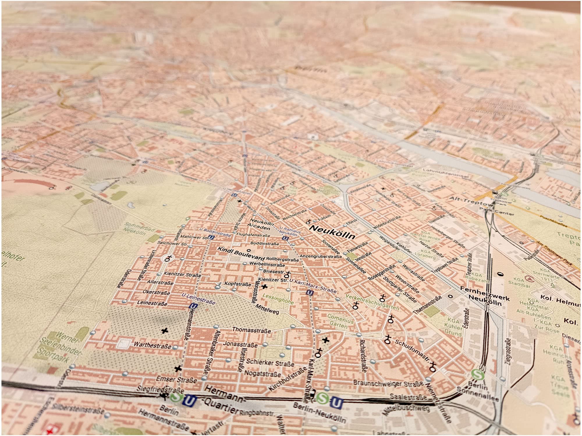 Berlin Stadtplan, 150 x 100 cm, gedruckt auf Leinwand und fertig aufgespannt auf einen Keilrahmen