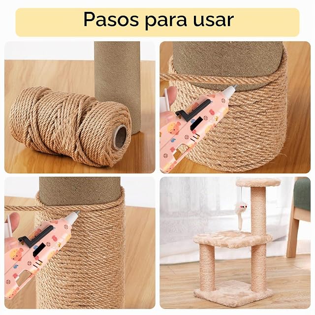 Foto 4 de 7 de 100m x 8mm Cuerda de Sisal, Cuerda Rascador para Gatos Natural, Cuerda Sisal Multifuncional
