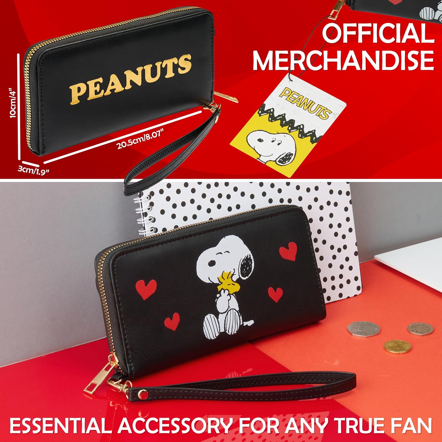 Peanuts Snoopy Wallets for Women Teens Zip Around Card Holder Stylish Coin Purse Kawaii Cute Stuff Gifts for Women - Image 5
