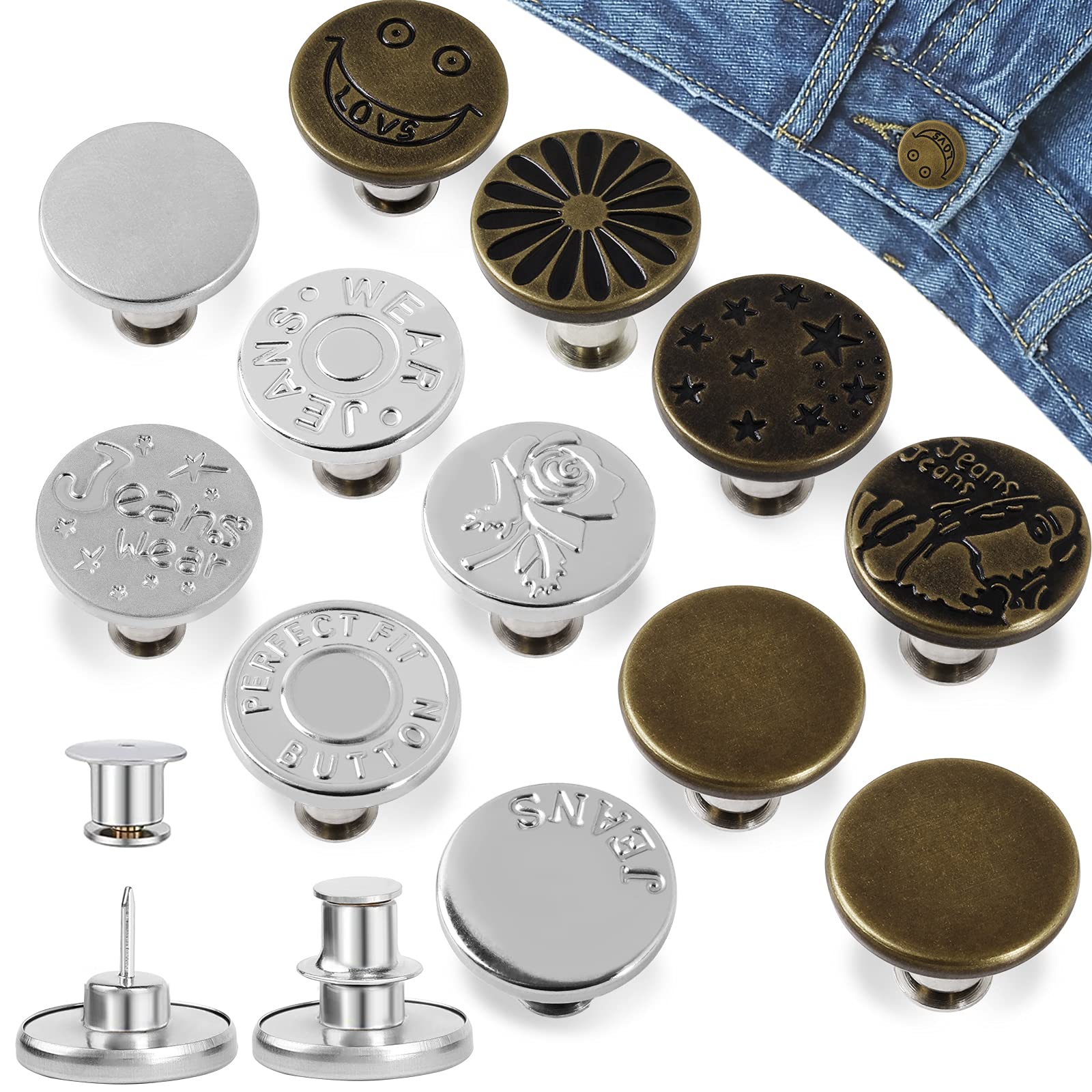 Hianjoo Jeans Button Pins Replacement 