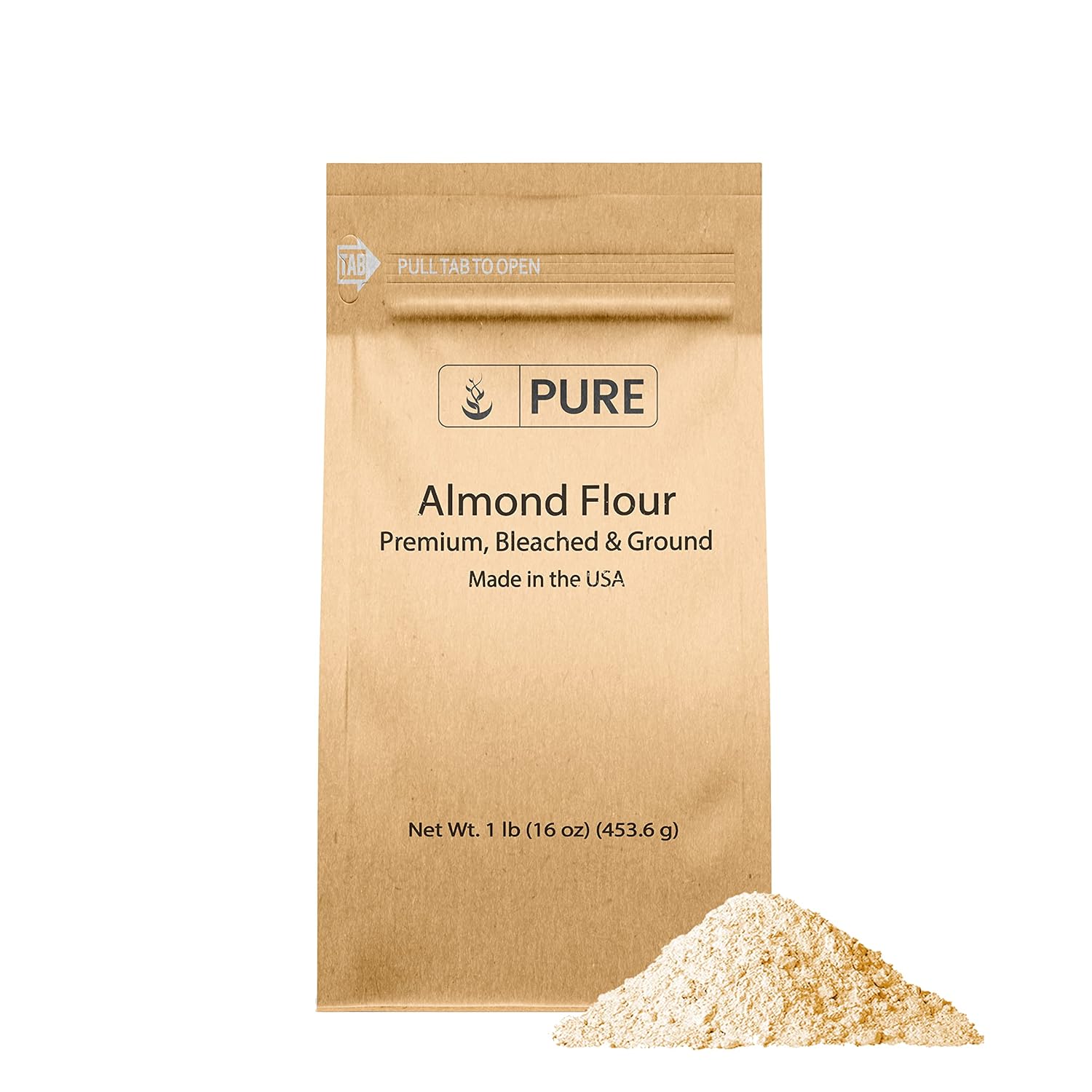 Pure Original Ingredients Almond Flour (1 lb) Blanched Almonds, Extra Fine, Grown
