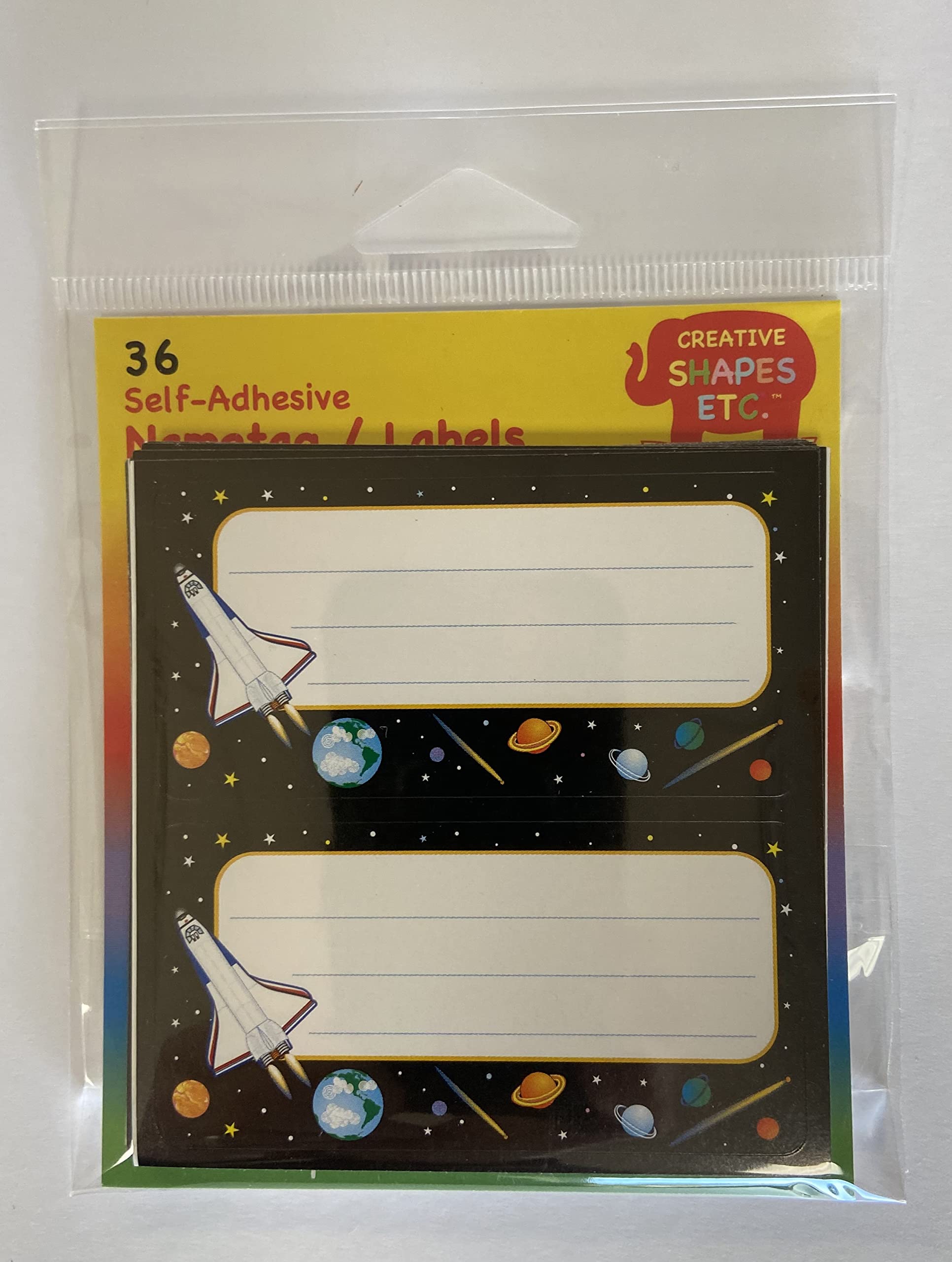 36 Pcs Space Nametags/Labels 1.63in x 3.25in Self-Adhesive Cute Student Name Tag School Classroom Field Trips VBS Events Intergalactic Kids Tags Identification Children Teacher Supplies USA Made - Image 2