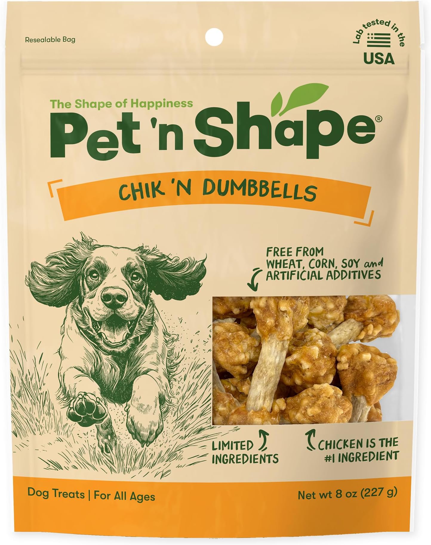 Chik 'n Rice Dumbbells - All Natural Dog Treats, Chicken, 8 oz, 10408