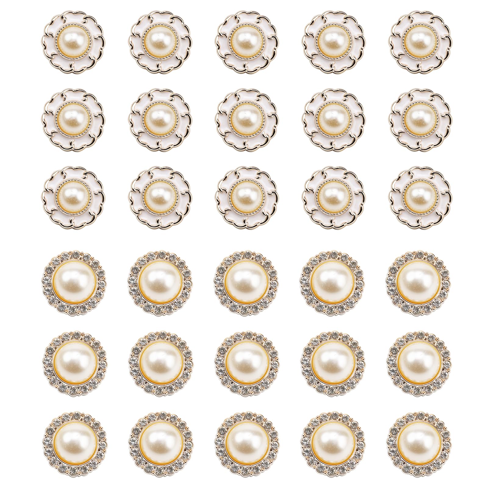 Iplusmile 30 Stück Corsage Knöpfe Weiß - Perlmutt Optik Mit Sicherheitsnadel | Für Kleidung & Accessoires