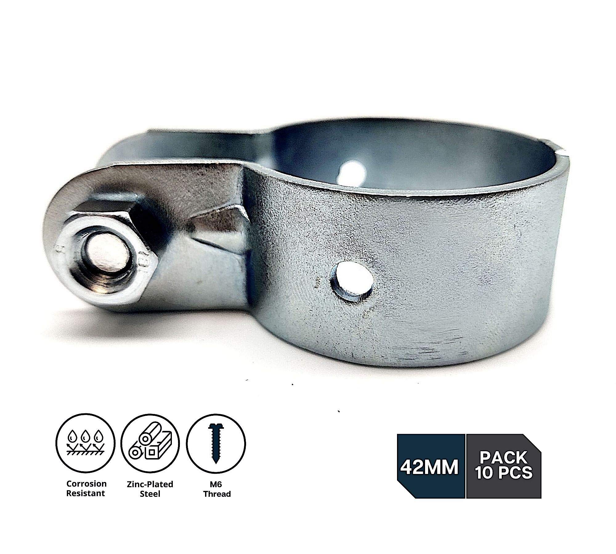 DOJA Barcelona Fence Strut Clamp 42mm, Pack 10, Zinc-Plated Steel Metal Fence - Image 4