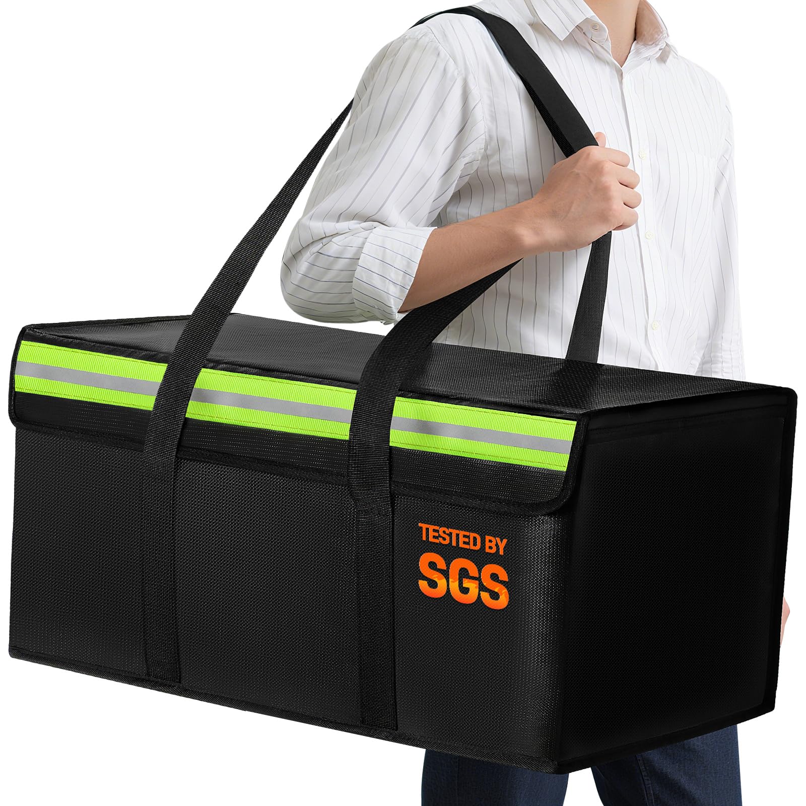 Amerbro Large Fireproof Document Bags 24x12x12in, Fireproof Document Box for Cash, Photo Albums, Valuables, Extra Large Fireproof Bag Waterproof