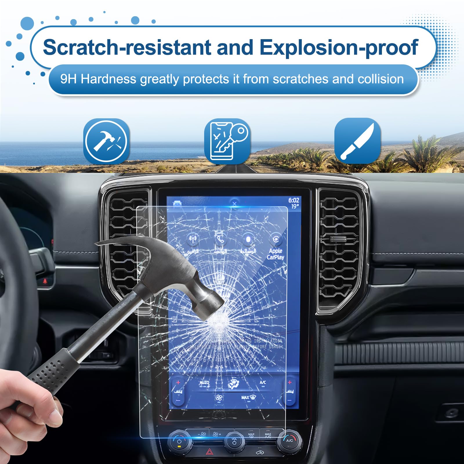 Coleya Pellicola Protettiva per Navigazione Compatibile con Ford Ranger 2023 2024, Ford Ranger Pellicola Protettiva in Vetro Temperato, 9H Antigraffio GPS Proteggi Schermo (10,1 Pollici Coleya Pellicola Protettiva per Navigazione Compatibile con Ford Ranger 2023 2024, Ford Ranger Pellicola Protettiva in Vetro Temperato, 9H Antigraffio GPS Proteggi Schermo (10,1 Pollici