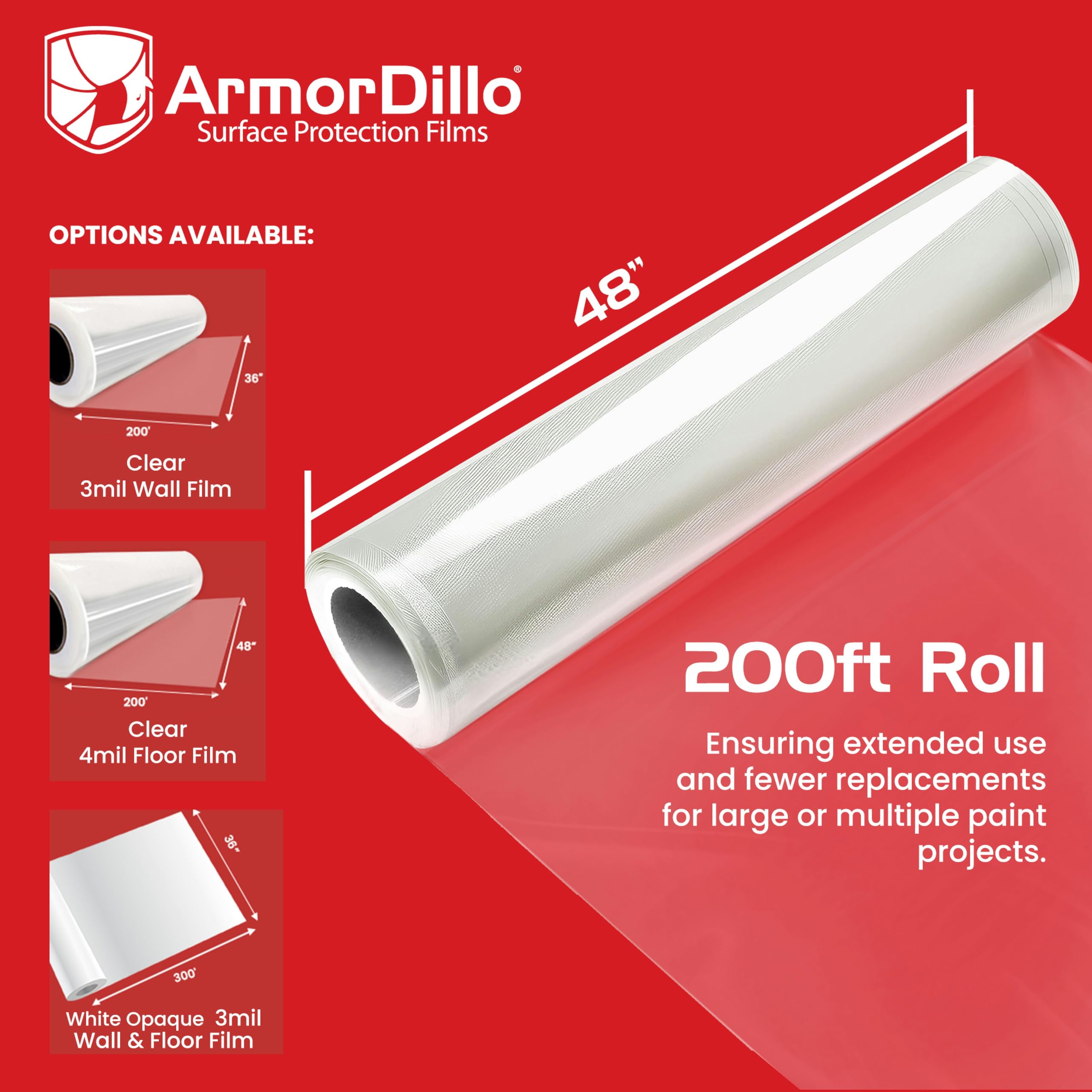 ArmorDillo - Lámina protectora para pintura (4 mil x 200 pies)