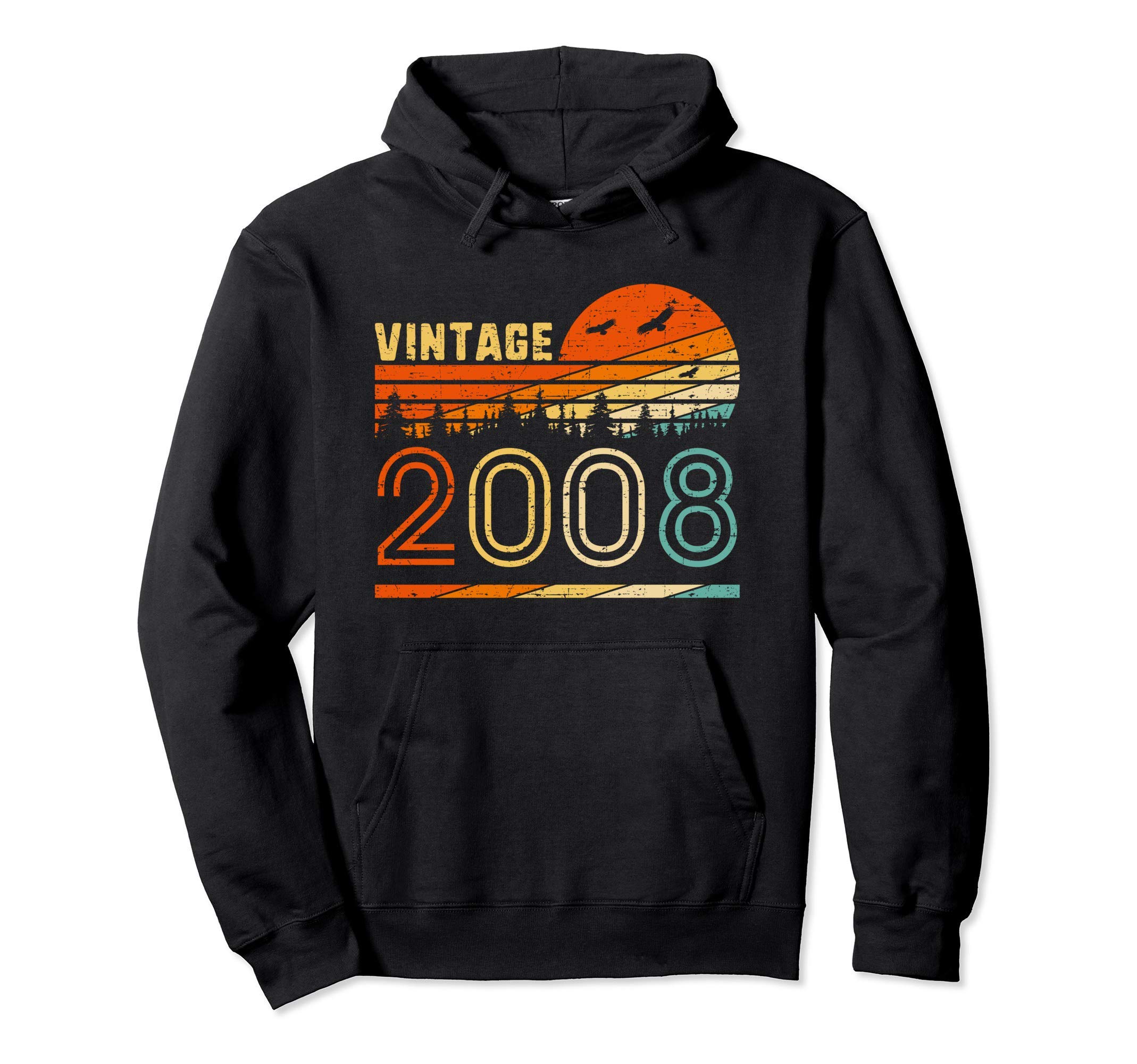 12th Birthday Gift Retro Vintage 2008 Shirts FunnyVintage 2008 Retro 12th Birthday Gift Fun B-day 12 Years Old Pullover Hoodie