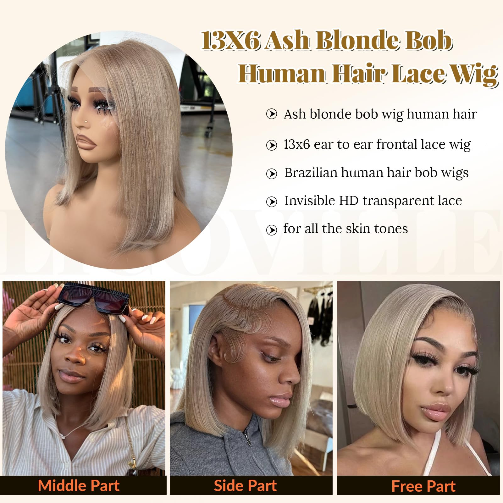 8 Inch Real 100% Human Hair HD Lace Front Wig Bob Straight 180% Density 14Inch-Bob-Wig-Human-Hair-180-  main image 3