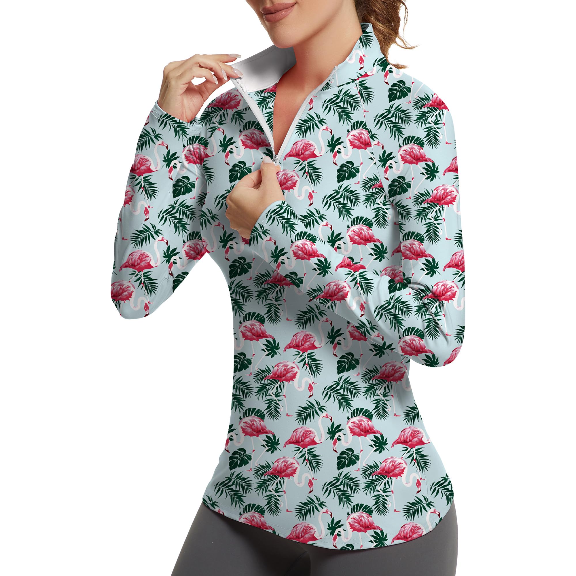 GGOV Golf Shirts for Woman UPF 50+ Sun Protection Quick Dry Lightweight Long Sleeve Polo Shirts for Woman Rash Guard