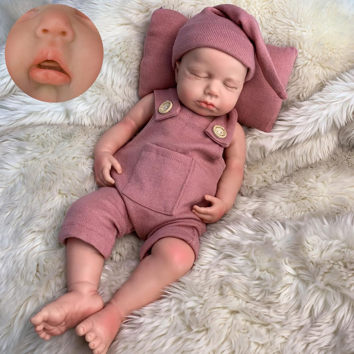 18 inch Lifelike Full Silicone Baby Doll Girl Open Mouth Realistic Reborn Dolls That Look Real Sleeping Baby