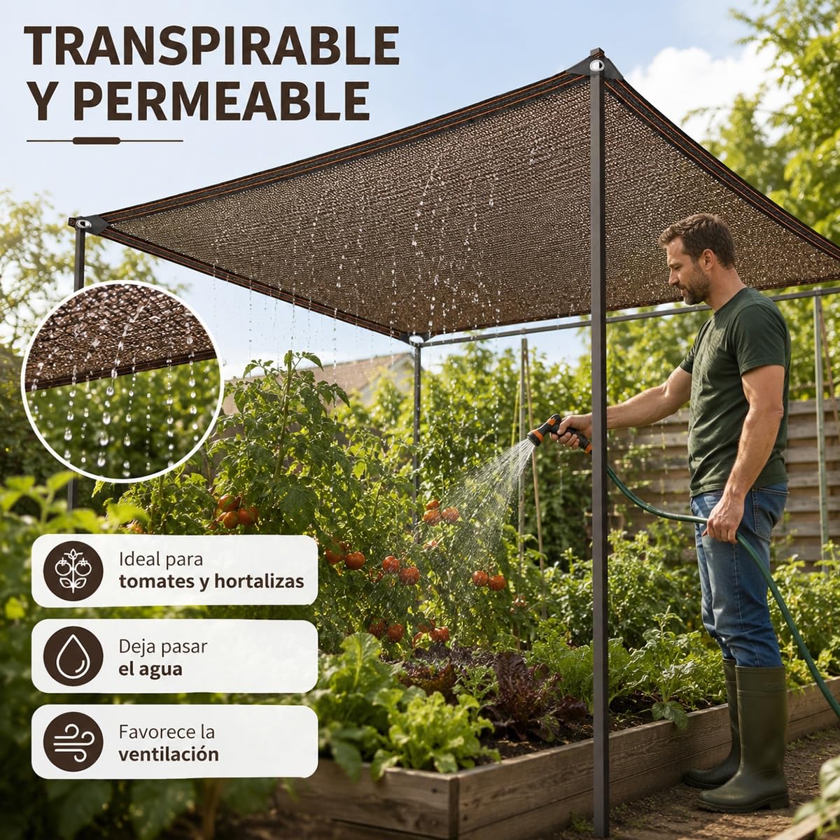 Telo Ombreggiante Esterno, Rete Ombreggiante con Occhielli, Rettangolare | Rete Ombreggiante Traspirante, Protezione UV 90%, per Serra, Patio, Pianta, Pollaio, Auto, Piscina, Esterni(6x6m)