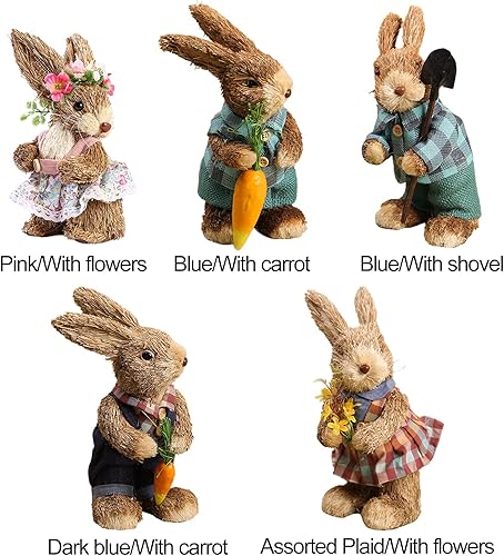 Miniatura 7 de Alapaste Figuras de conejo de Pascua de pie, 6 pulgadas, divertido conejo de Pascua con falda para fiesta y decoración del jardín del hogar, gran