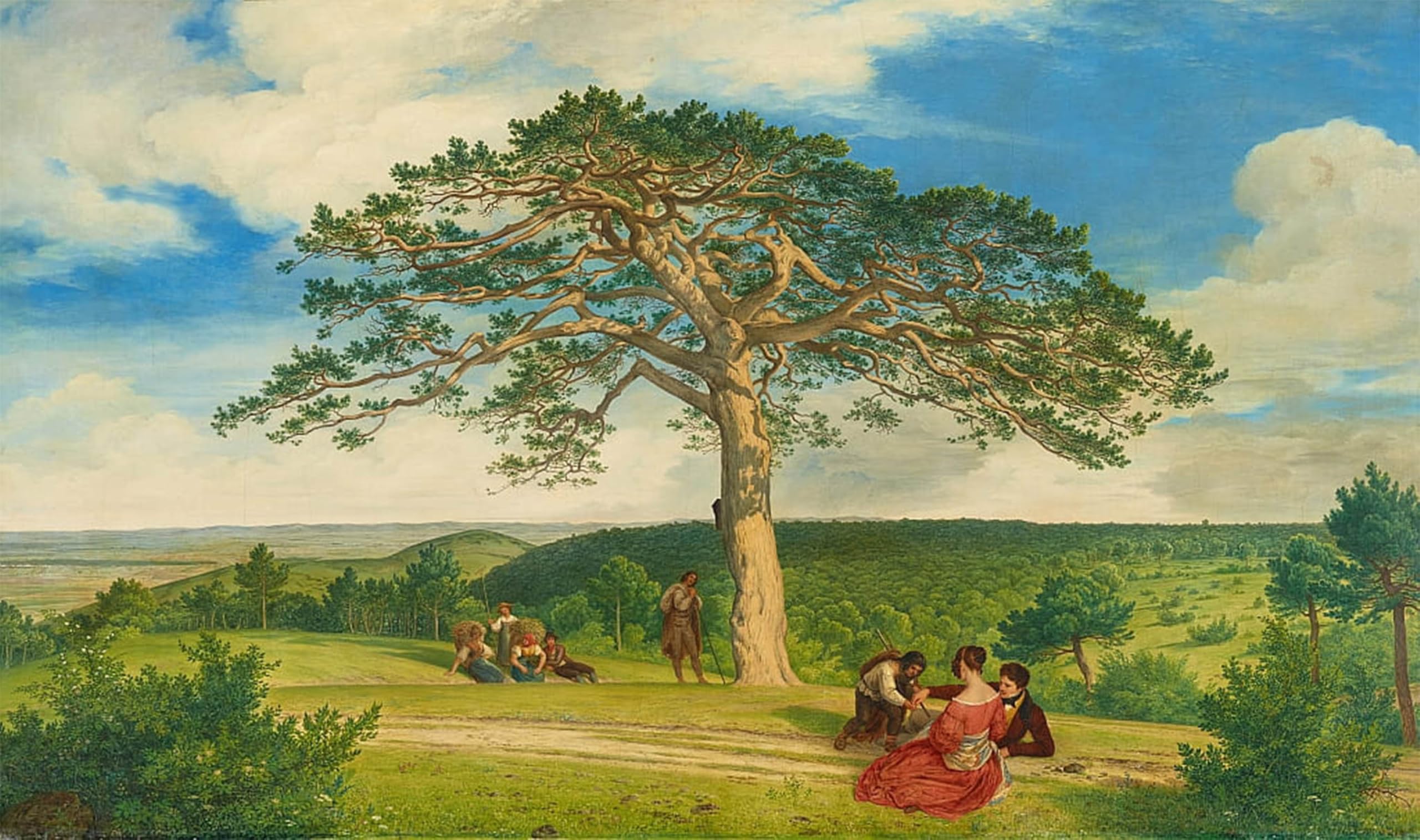ARTXLXXBN Famous Print Painting Colorful Art Print the Wide Pine Tree Next to the Brühl Near Mödling by Ludwig Ferdinand Schnorr Canvas Art Decorations for Home Decor 60x90cm
