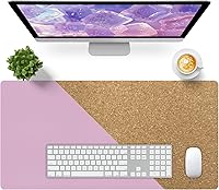 Vista 53 de Bloss Tapete de escritorio beige de 23.6 x 13.8 pulgadas, tapete de escritorio para escritorio, alfombrilla de mouse de cuero grande impermeable