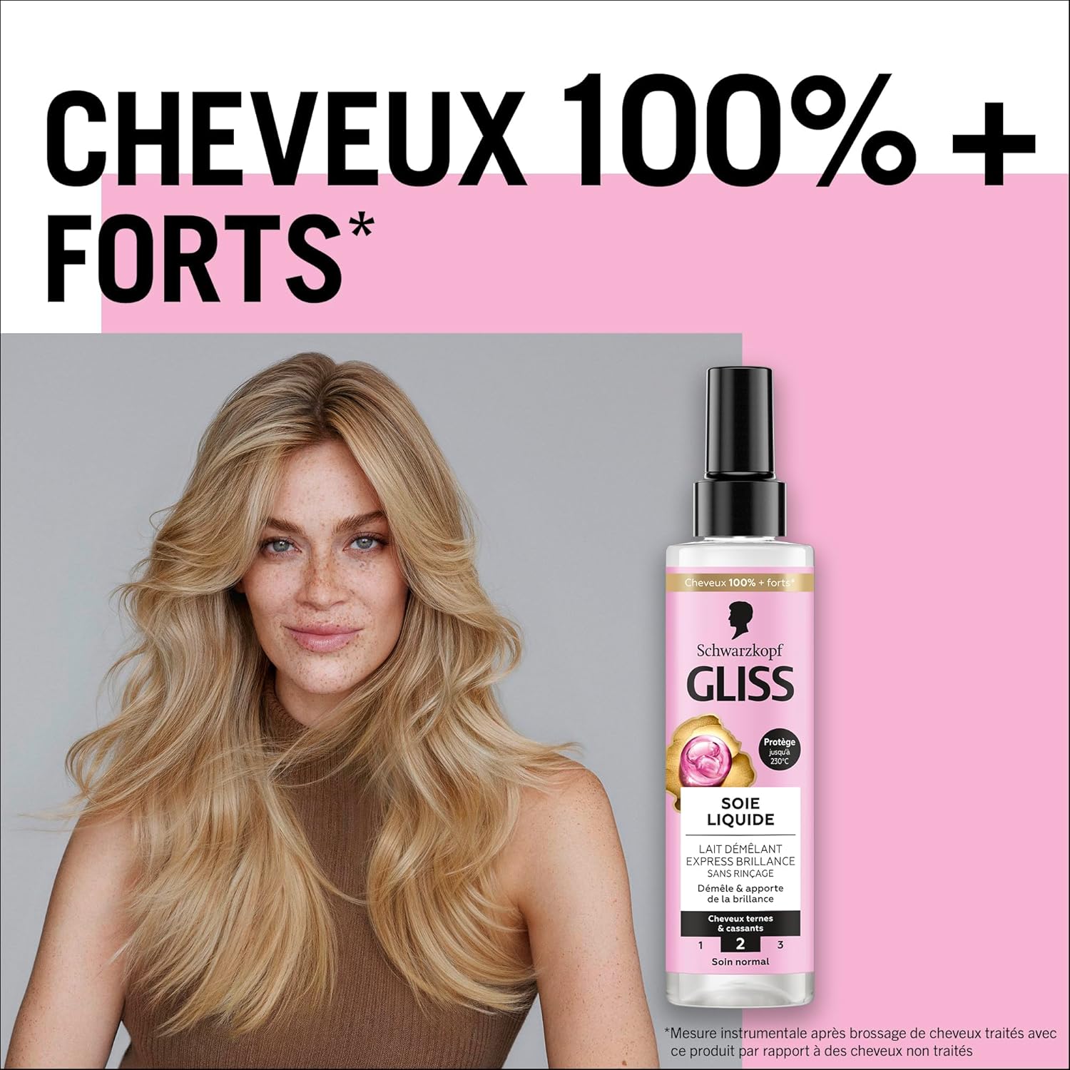 Gliss GLISS - Schwarzkopf - Lait Démêlant Express - Soie Liquide - Brillance - Protège jusqu'à 230°C - Démêle & Apporte de la Brill in use