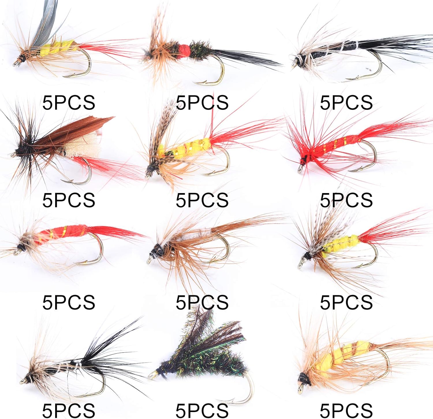 M MAXIMUMCATCH Maxcatch 120 pcs Fly Fishing Flies Kit Handmade Assortment Dry/Wet Flies, Nymphs, Streamers with Fly Box Included : Sports & Outdoors